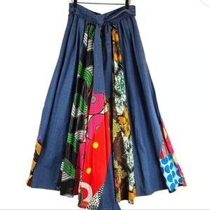 Colorful Patchwork Maxi Skirt Fs